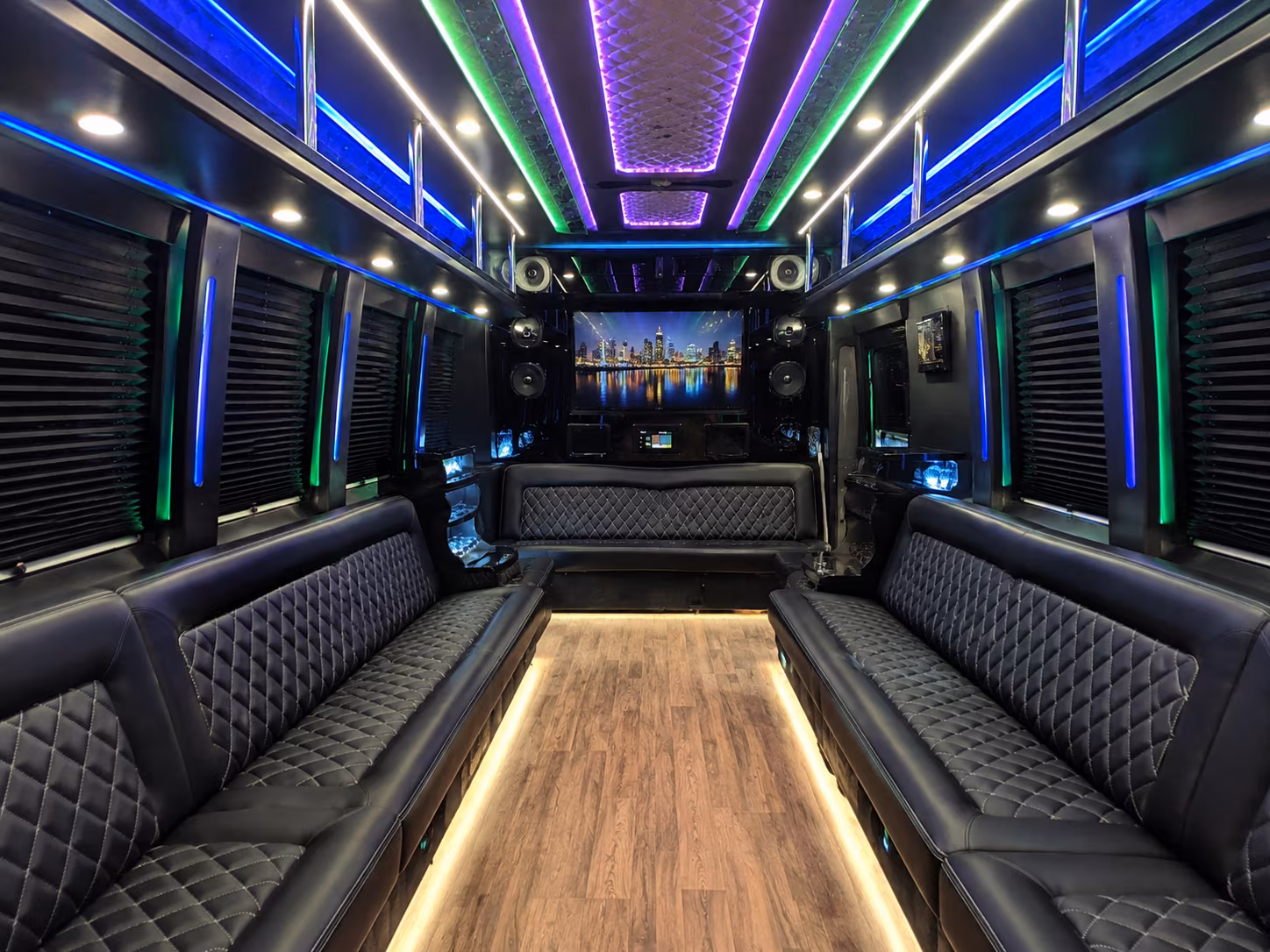 lorain 25 passenger party bus interior