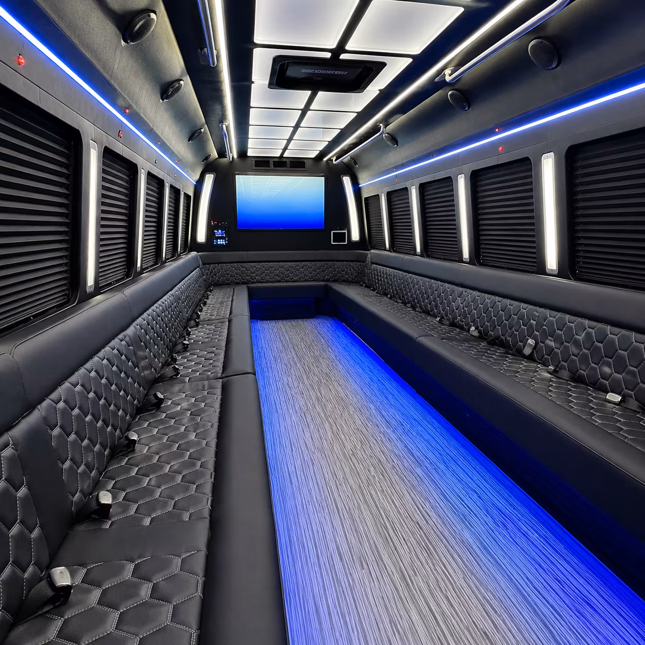 lorain 50 passenger party bus inside