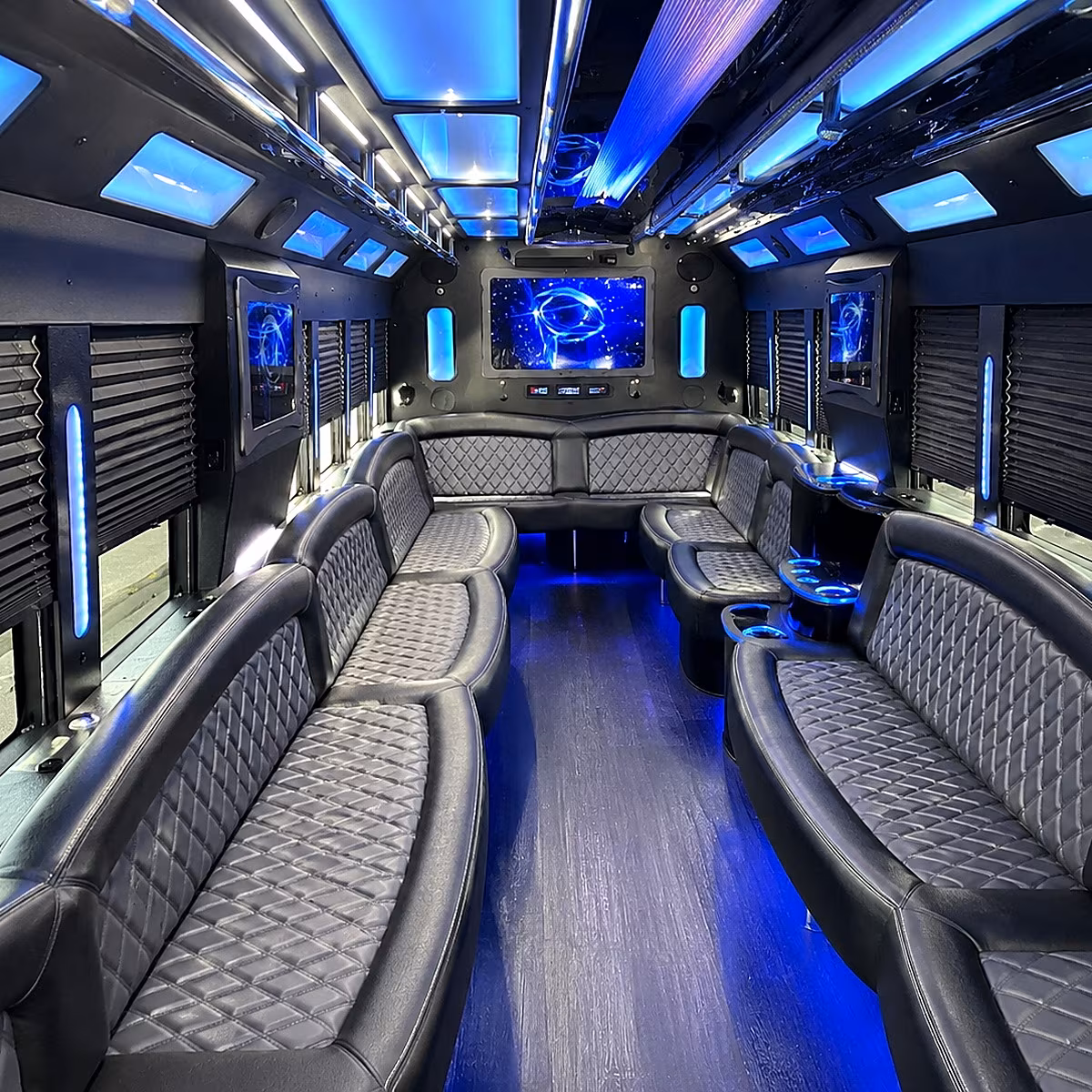 lorain 50 passenger party bus interior