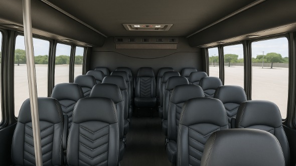 Interior of Charter Bus Company Cleveland's 20 Passenger Mini bus in Cleveland