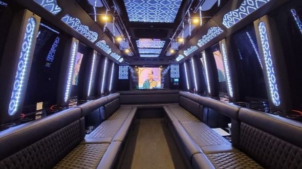 Interior of Charter Bus Company Cuyahoga Falls's Party Bus in Cuyahoga Falls