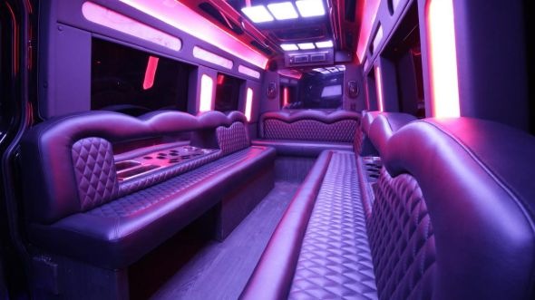 Interior of Charter Bus Company Elyria's Sprinter Limo in Elyria