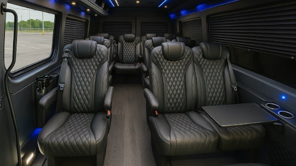 Interior of Charter Bus Company Akron's Sprinter Van Rental With Driver in Akron